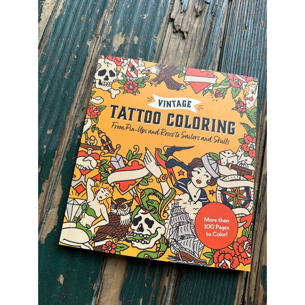 Tattoo Coloring Book Chartwell Books Pin-Ups Roses Sailors Skulls A4034